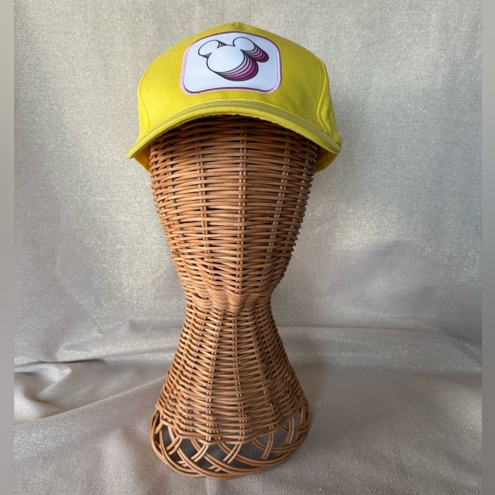 Disney Berkshire NWT Mickey Mouse Silhouette Logo Pink Patch-Yellow Snapback Cap
